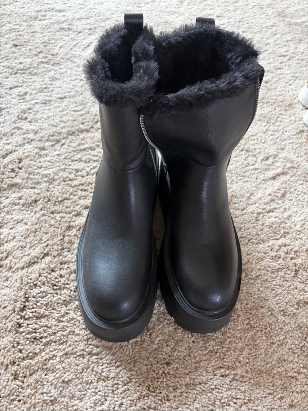 Women’s J Slides Black Faux-Fur Ankle Boots